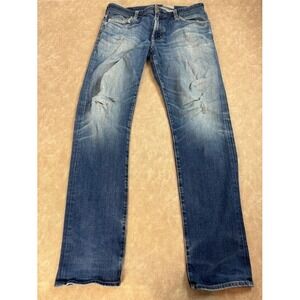 Adriano Goldschmied Denim 360 Mens Distressed Jeans Mid Rise Cotton Blue Wash 33